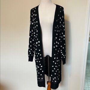 Umgee Black Cardigan with White Dots